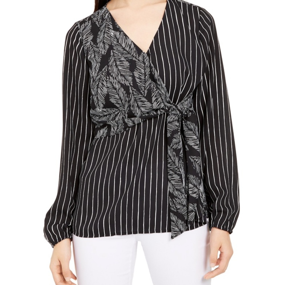 NEW Alfani Blouse Tie Front Large